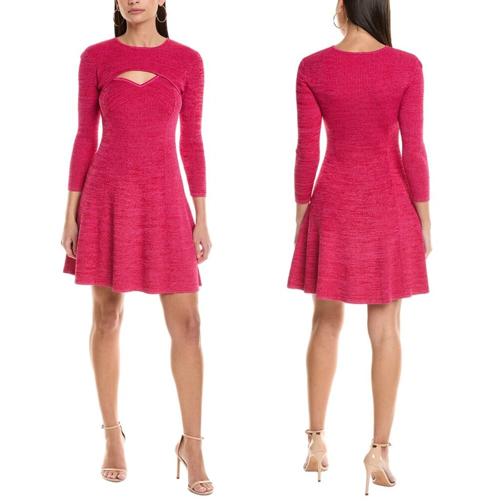shoshanna janet pink mini knit long sleeve dress